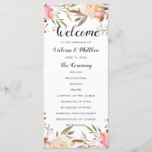 Programa de Casamento Floral Romântico Blush Bloom