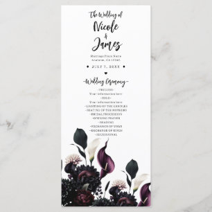 Programa de Casamento Floral Romântico Sombrio