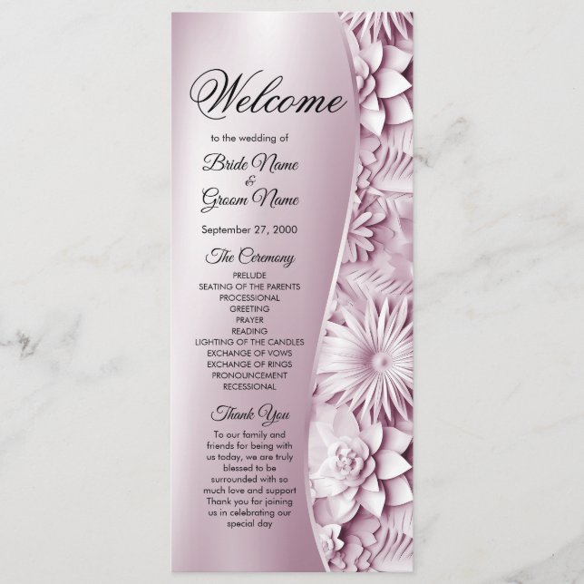 Programa de Casamento Floral Rosa (Frente)