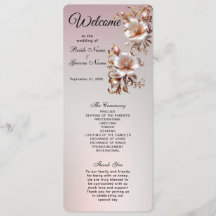 Programa de Casamento Floral Rosa Decorativo