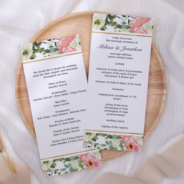 Programa de Casamento Floral Rosa e Casca de Ovo (Criador carregado)