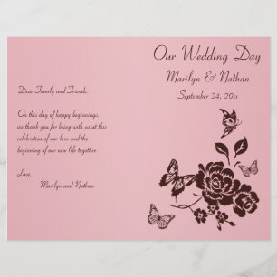 Programa de Casamento Floral Rosa e Castanho