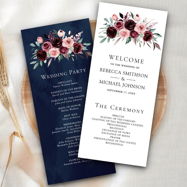 Programa de Casamento Floral Rosa Empoeirado Borgo (Criador carregado)