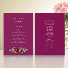 Programa de Casamento Floral Rosa Profundo Elegant