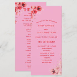 Programa de Casamento Floral Rosa Romântico