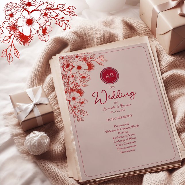 Programa de Casamento Floral Rosa Vermelho (Criador carregado)