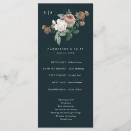 Programa de Casamento Floral Rosa Vintage Boho