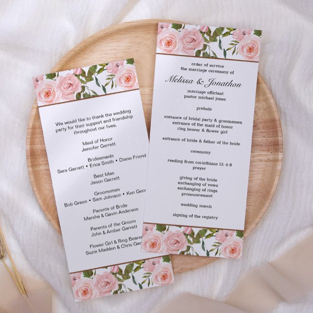Programa de Casamento Floral Rosas Rosa Corado (Criador carregado)