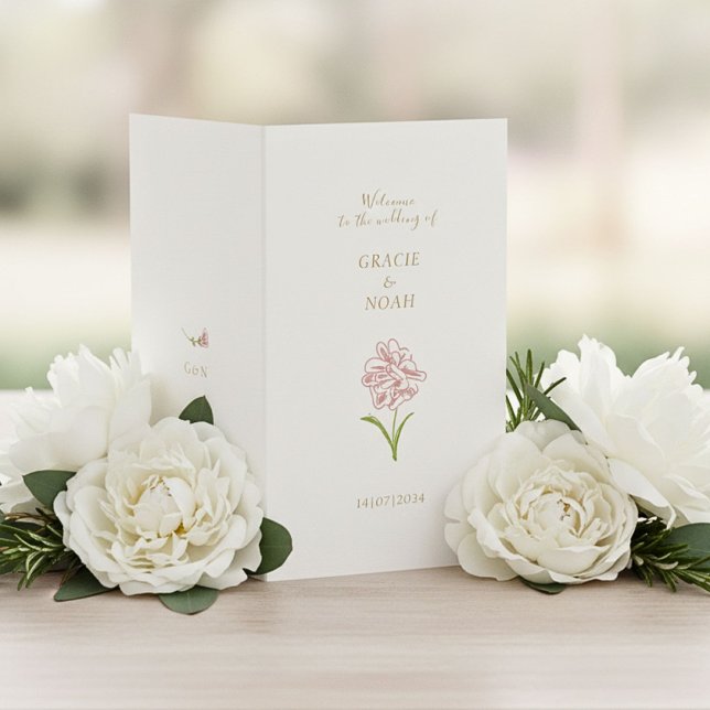 Programa de Casamento Floral Rose Ivory Dobrado Ca (Criador carregado)