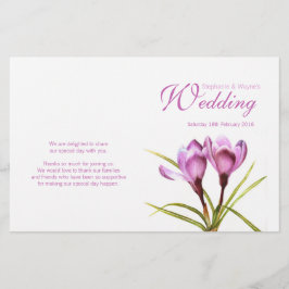 Programa de casamento floral roxo de Crocus