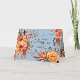 Programa de casamento floral rústico em aquarela d