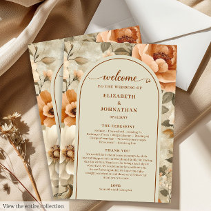 Programa de Casamento Floral Terracota Bege Sage C