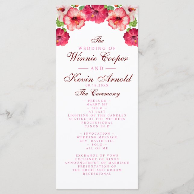 Programa de Casamento Floral Tropical (Frente)