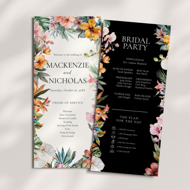 Programa de Casamento Floral Tropical Boho (tropical wedding program)