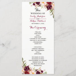 Programa de Casamento Floral Vermelho Borgonha