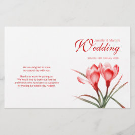 Programa de casamento floral vermelho-laranja-croc