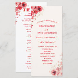 Programa de Casamento Floral Vermelho Romântico