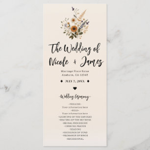 Programa de Casamento Floral Vintage de Flores Sil