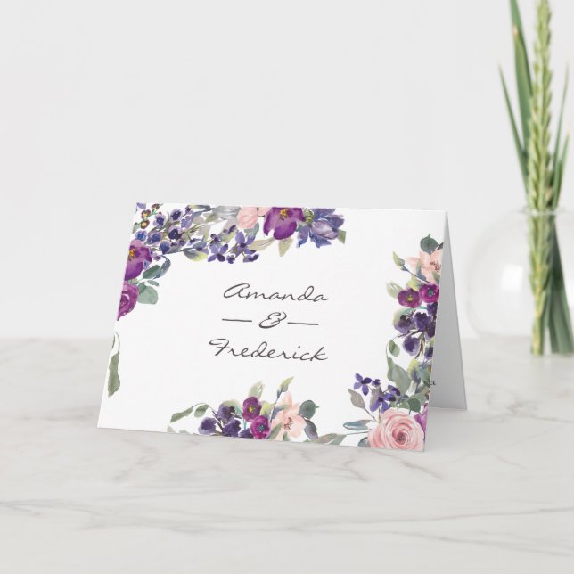 Programa de Casamento Floral Violet and Plum (Frente)