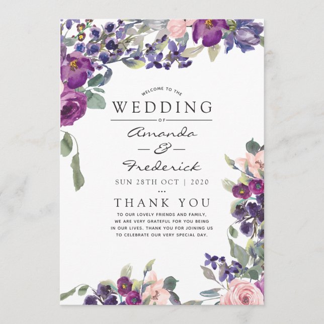 Programa de Casamento Floral Violeta e Ameixa (Frente)
