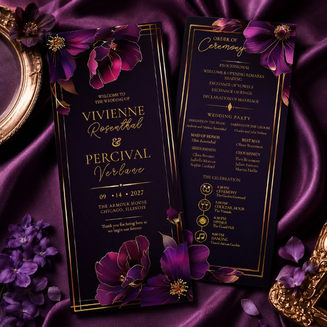 Programa de Casamento Floral Violeta Luminoso (Elegant Luminous Violets Wedding Program)