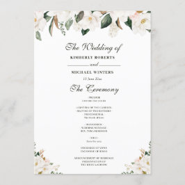 Programa de casamento floral Watercolor magnolia