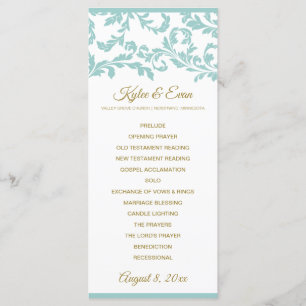 Programa de Casamento Floreado - Turquesa Ligeira 