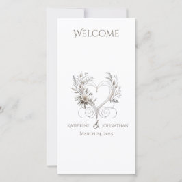 Programa de Casamento - Flores Brancas com Coração