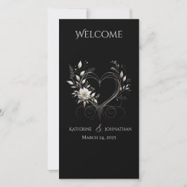 Programa de Casamento - Flores Brancas com Coração