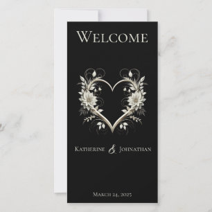 Programa de Casamento - Flores Modernas com Coraçã