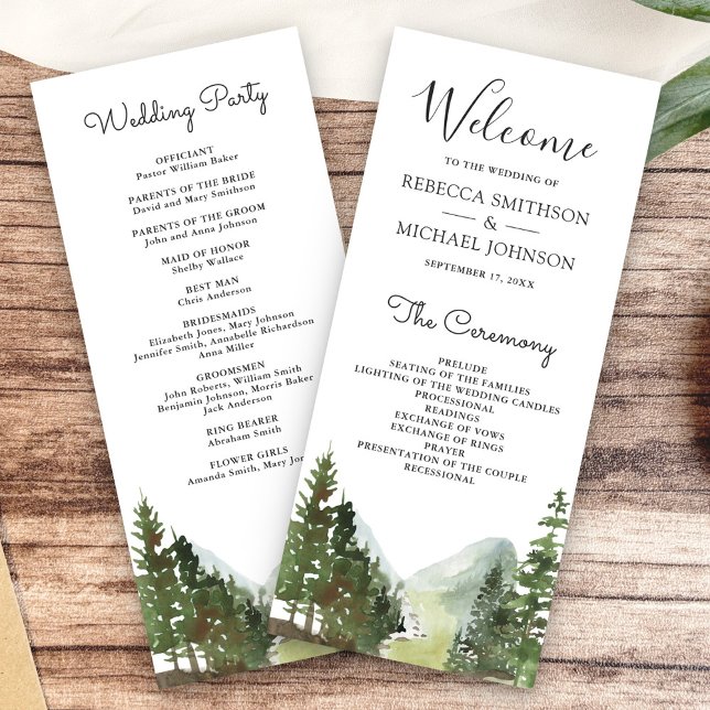 Programa de Casamento Floresta Montanhosa Rústica (Criador carregado)