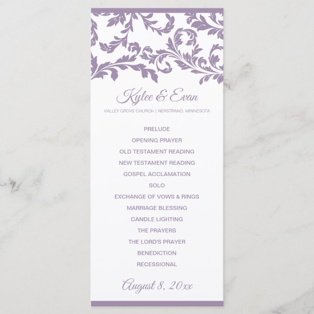 Programa de Casamento Flourish | Lavanda Roxo (Frente)