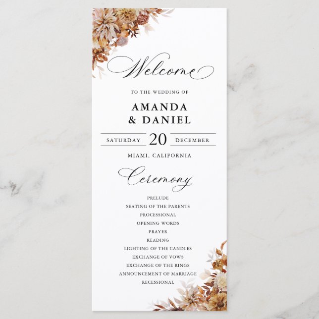 Programa de Casamento Folhas de Outono (Frente)