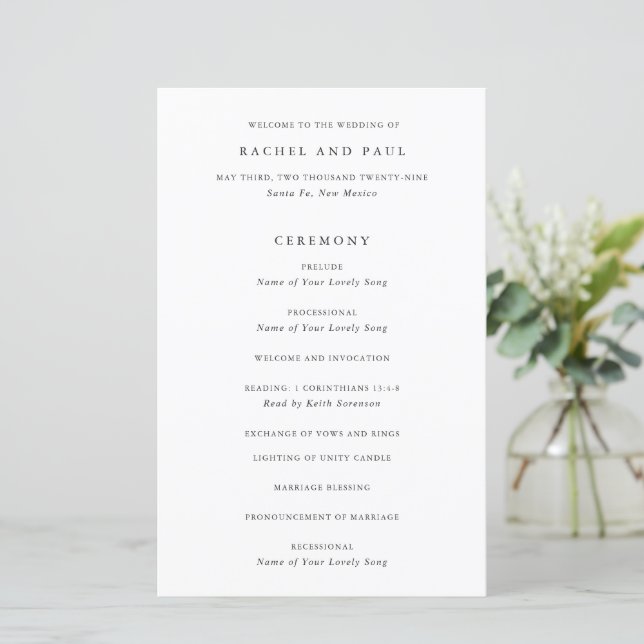 Programa de Casamento Formal Clássico Atemporal (Em pé/Frente)