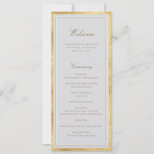 Programa de Casamento Formal Clássico Ouro Marfim  (Frente)