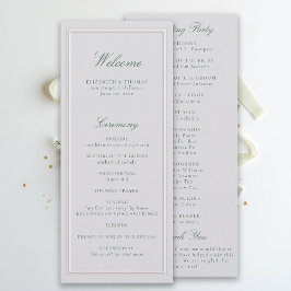Programa de Casamento Formal Clássico Verde Marfim