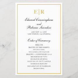 Programa de Casamento Formal com Monograma em Ouro