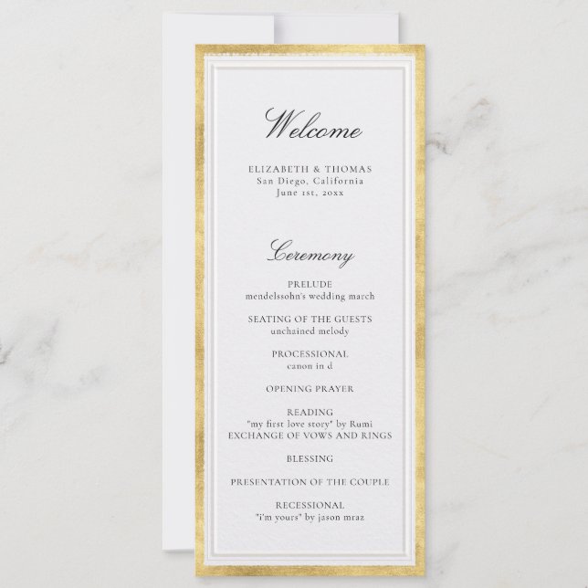 Programa de Casamento Formal Moderno Clássico Péro (Frente)