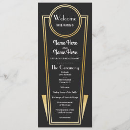 Programa de Casamento Gatsby Black & Gold Art Deco