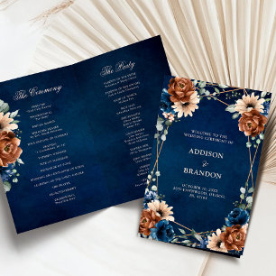 Programa de Casamento Geométrico Azul-Marinho Ter