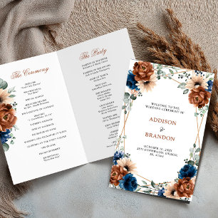 Programa de Casamento Geométrico Azul-Marinho Ter