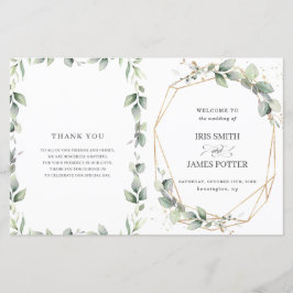 Programa de Casamento Geométrico em Chic Greenery