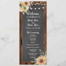 Programa de Casamento Girassóis de Giz de Madeira 