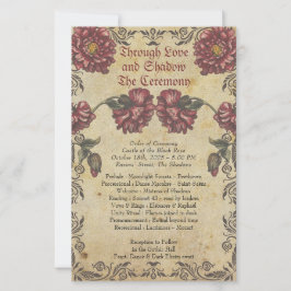 Programa de Casamento Gótico com Papel Antigo e Es