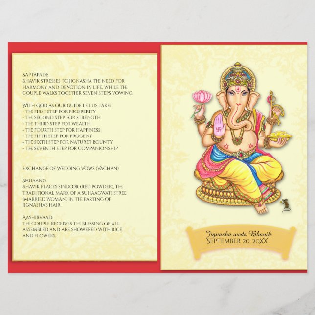 Programa de Casamento Hindu Indiano de Ganesha (Frente)