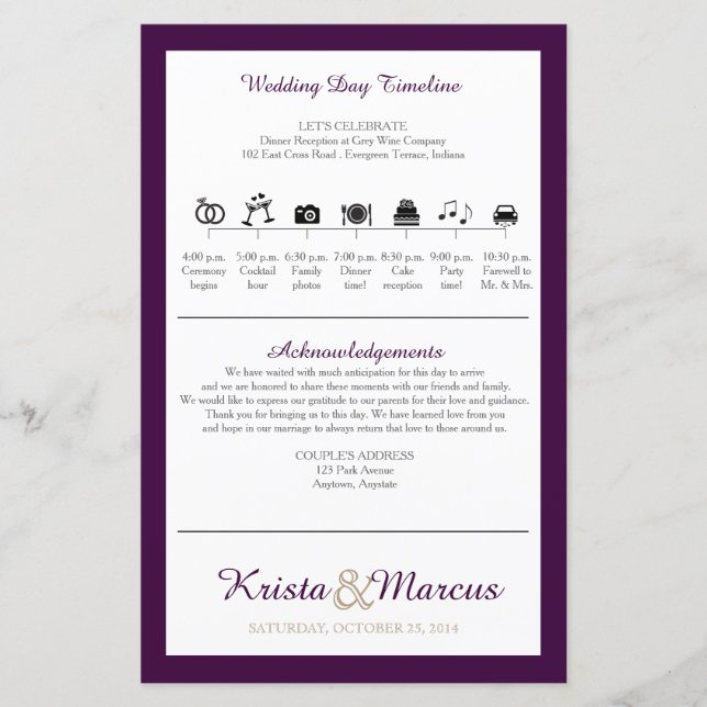Programa de Casamento Icon TImeline (Frente)