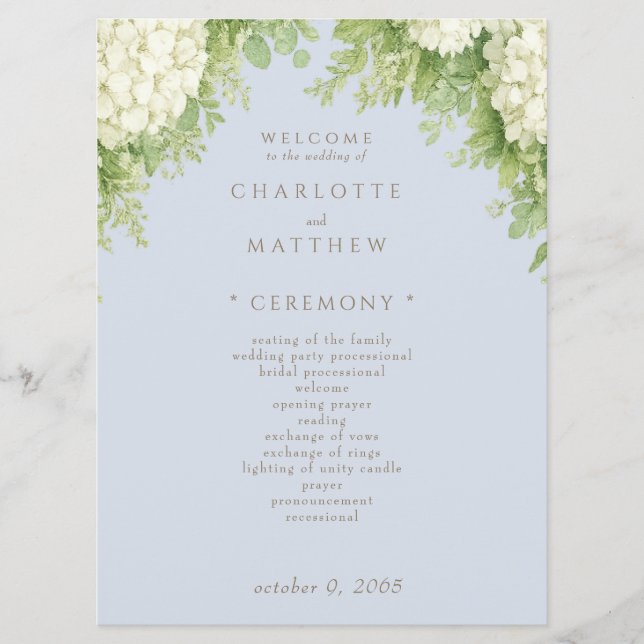 Programa de Casamento II de Hortênsias Brancas em  (Frente)