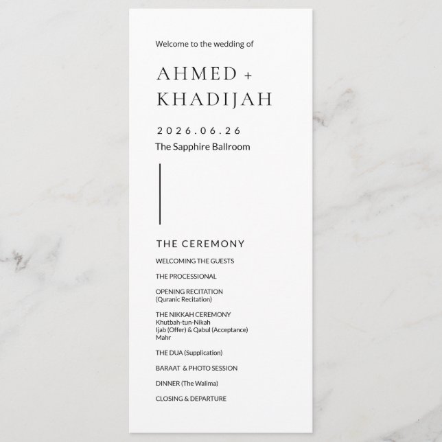 Programa de Casamento Islâmico Moderno Minimalista (Frente)