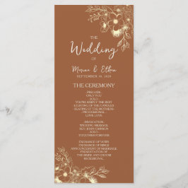 Programa de Casamento Laranja Queimado Boho Modern