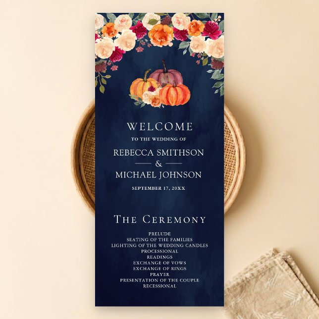 Programa de Casamento Laranja Queimado Floral Abób (Criador carregado)